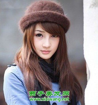 女生長發斜劉海發型圖片